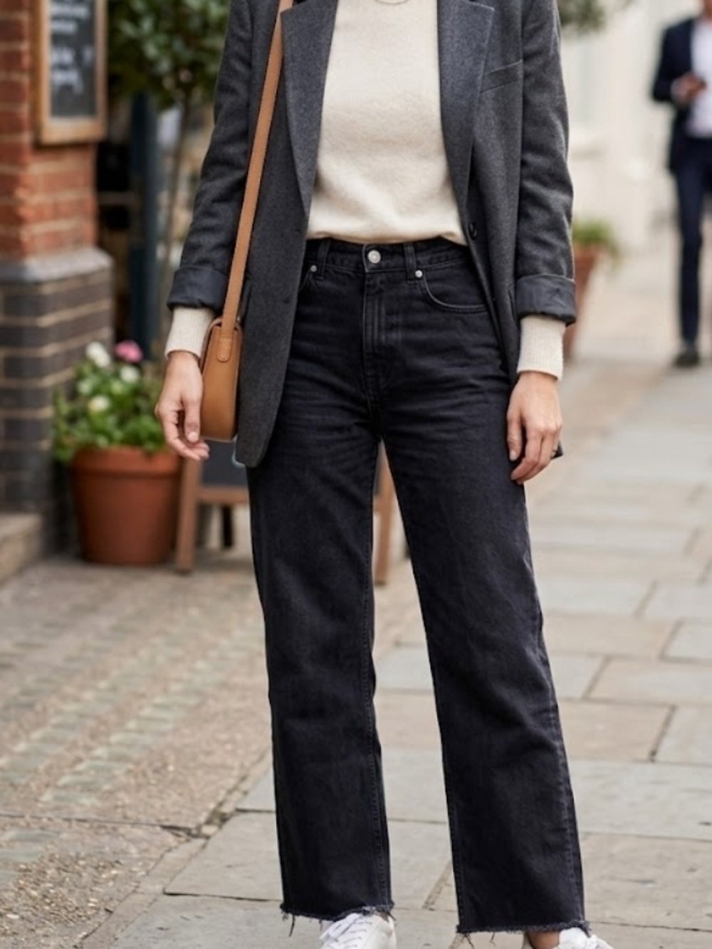 Everlane Black High-Rise Straight-Leg Jeans 100% Organic Cotton